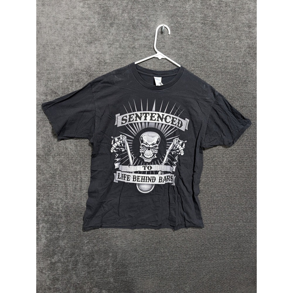 Port & Company Sentenced To Life Behind Bars Skull Graphic T-Shirt Black XL